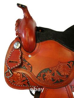 15 16 17 Rodeo Barrel Racing Saddle Pleasure Show Western Horse Tooled Leather