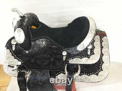 16'' black leather new western show saddle pleasure style with show pad
