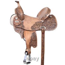 17HS HILASON Western Horse Trail Show Saddle Synthetic Pleasure Riding Brown