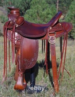Genuine Cowhide Leather Western Pleasure Show Horse Saddle Cowboy Ranch Ropping
