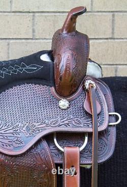 Horse Saddle Western Used Pleasure Trail Riding Show Leather Tack 16 17