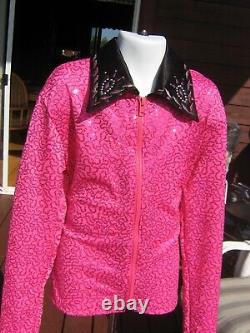 L Girl pink western pleasure show shirt showmanship horsemanship jacket leadline