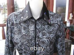 M 34 gray roses western rail pleasure show shirt jacket horsemanship showmanship