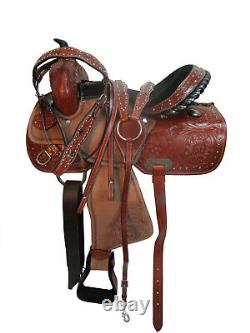 Pro Western Barrel Saddle Show Horse Pleasure Floral Tooled Leather 15 16 17 18