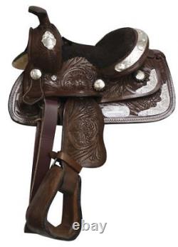 SALE 8 Western pleasure trail handTool Double T Pony/Youth Show Saddle silver