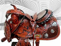Trail Saddle Deep Seat Western Horse Tooled Leather Show Pleasure Tack 15 16 17