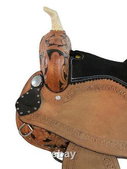 Western Barrel Saddle Horse Pleasure Cross Show Trail Tooled Leather 15 16 17