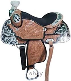 Western Horse Saddle Silver Premium Genuine Leather Western Pleasure Show saddle