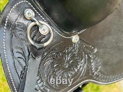 Western Leather Horse Saddle Used Pleasure Trail Pro Show Black Tack 15 16 17 18