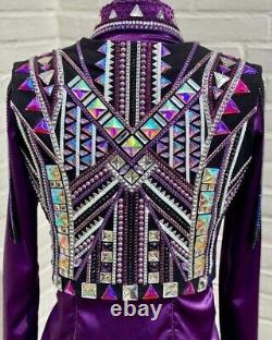 Western Show Pleasure Showmanship Custom Rodeo Show Vest+Purple Show Shirt