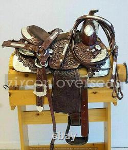 Western show saddle Silver Genuine Cowhide Leather Western Pleasure Show Horse S