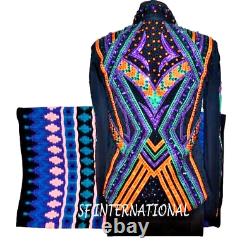 Women Western Pleasure Custom Royal Blue Show Jacket+Matching Saddle Pad Combo