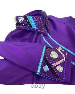 Women Western Show Pleasure Showmanship Handmade Purple Base Shirt+Vest