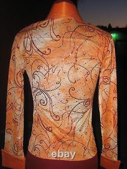 Womens M 34/36 orange western show shirt pleasure horsemanship rodeo