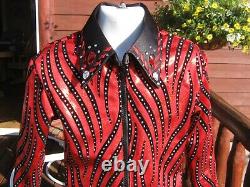 Womens M 34/36 red western show shirt pleasure Horsemanship leadline shine